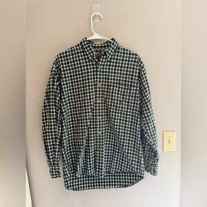 Roper Button Down Shirt Mens SZ M Green Navy Gingham Plaid Collared Long Sleeve
